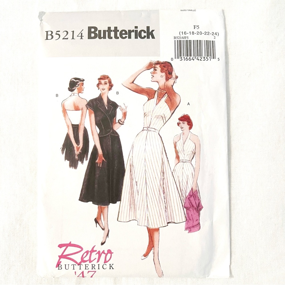 Butterick B5214 Retro 1947 Dress & Jacket Pattern | Sizes 16–24